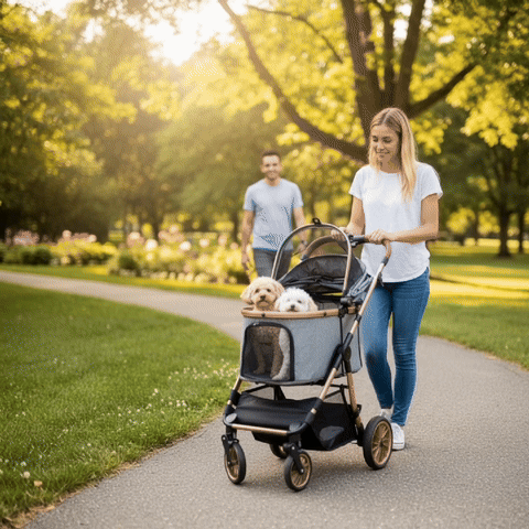 Pet Stroller 3-in-1 with Detachable Carrier