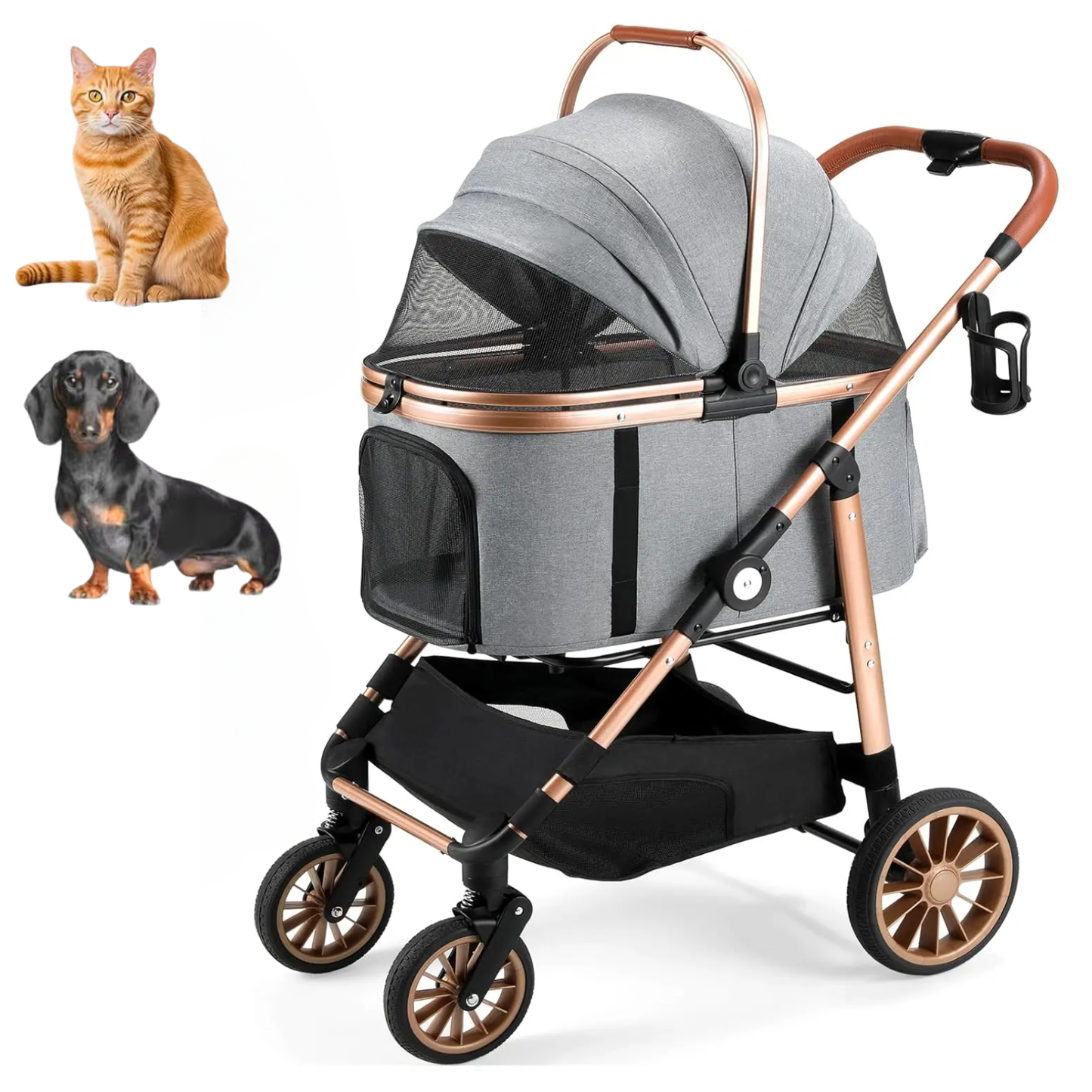 Pet Stroller 3-in-1 with Detachable Carrier