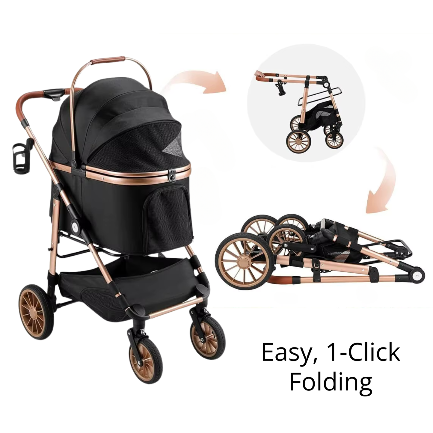 Pet Stroller 3-in-1 with Detachable Carrier