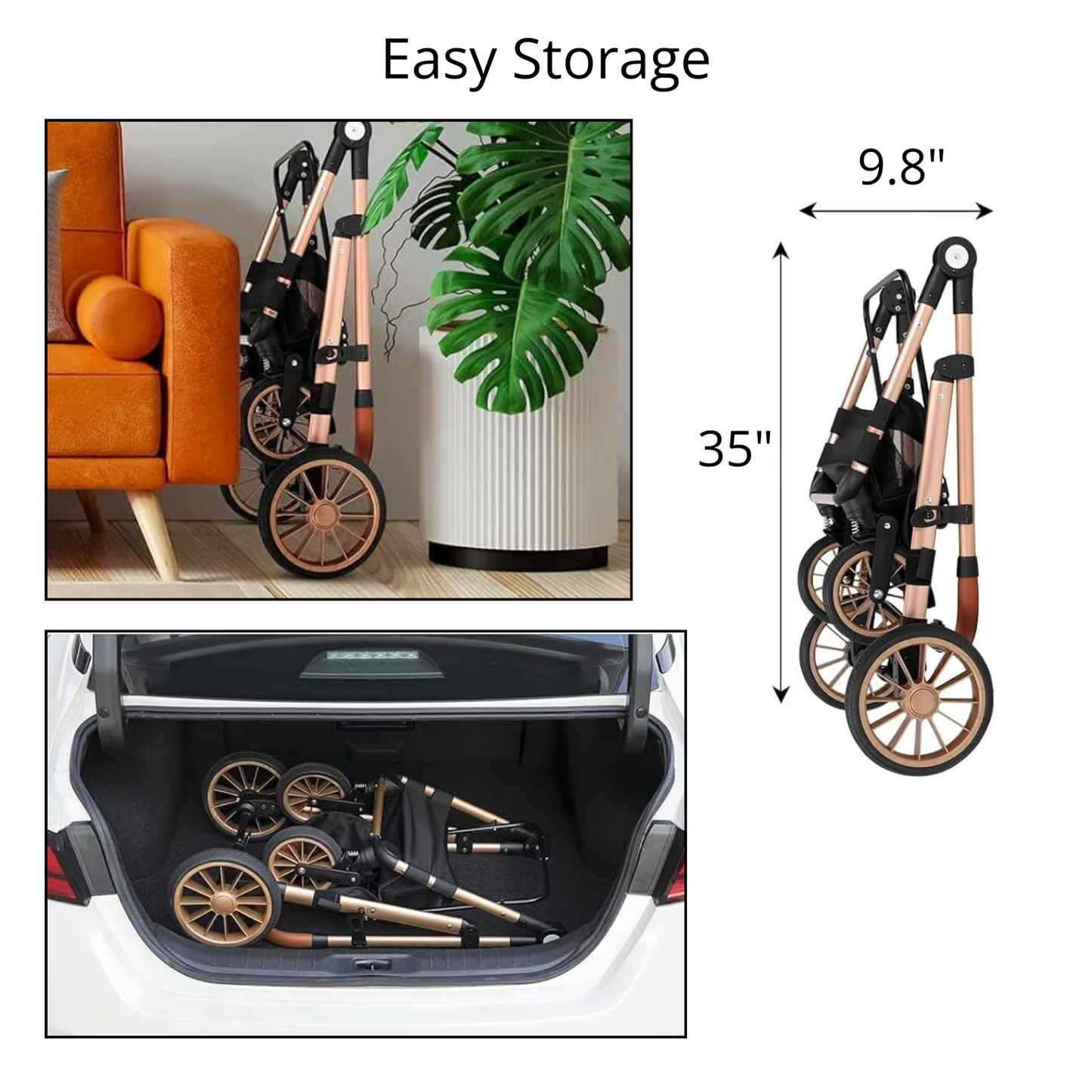 Pet Stroller 3-in-1 with Detachable Carrier