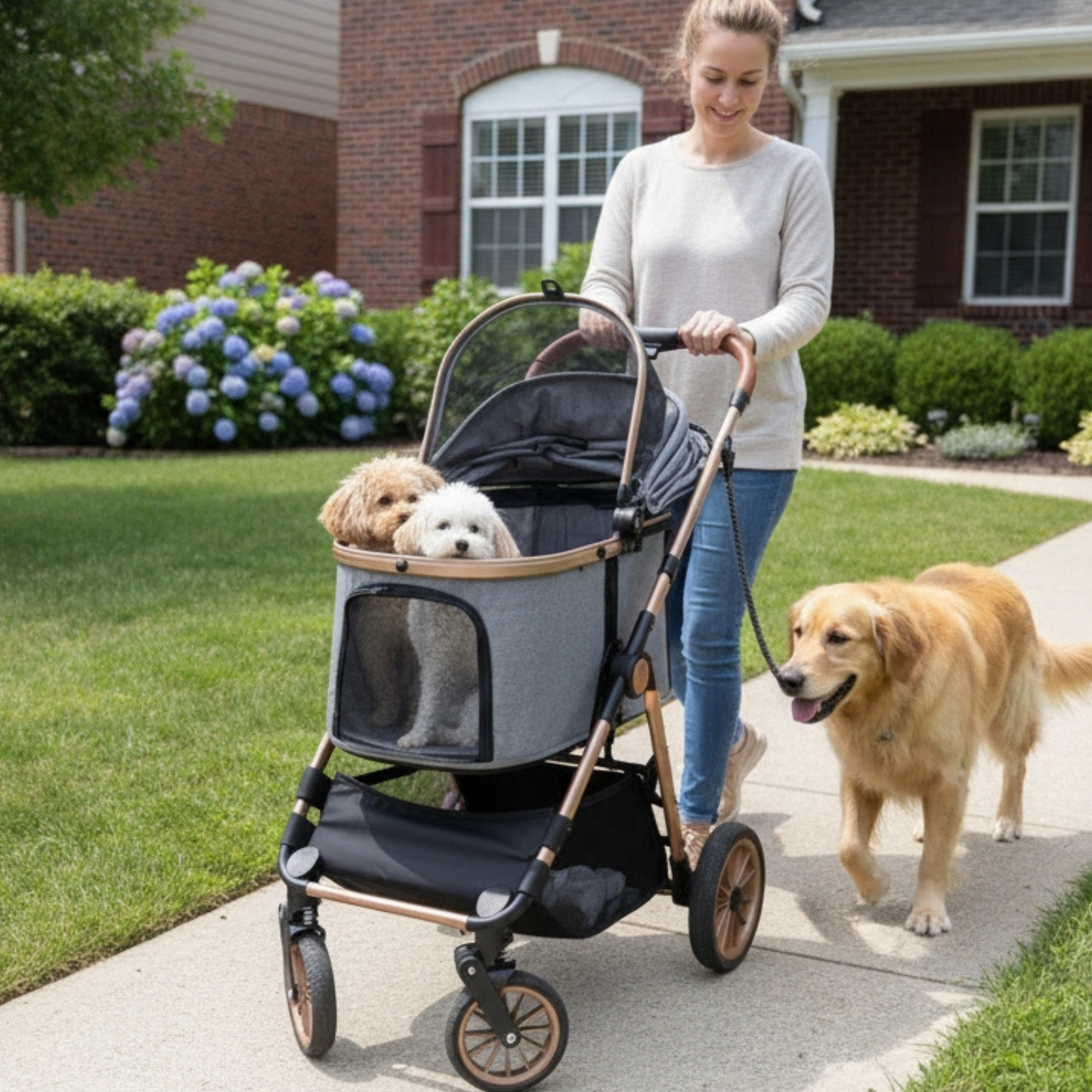 Pet Stroller 3-in-1 with Detachable Carrier