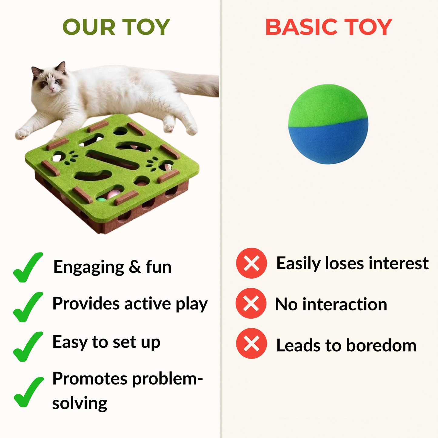 Cat Toy Puzzle Box - Keep Your Cat Active & Entertained