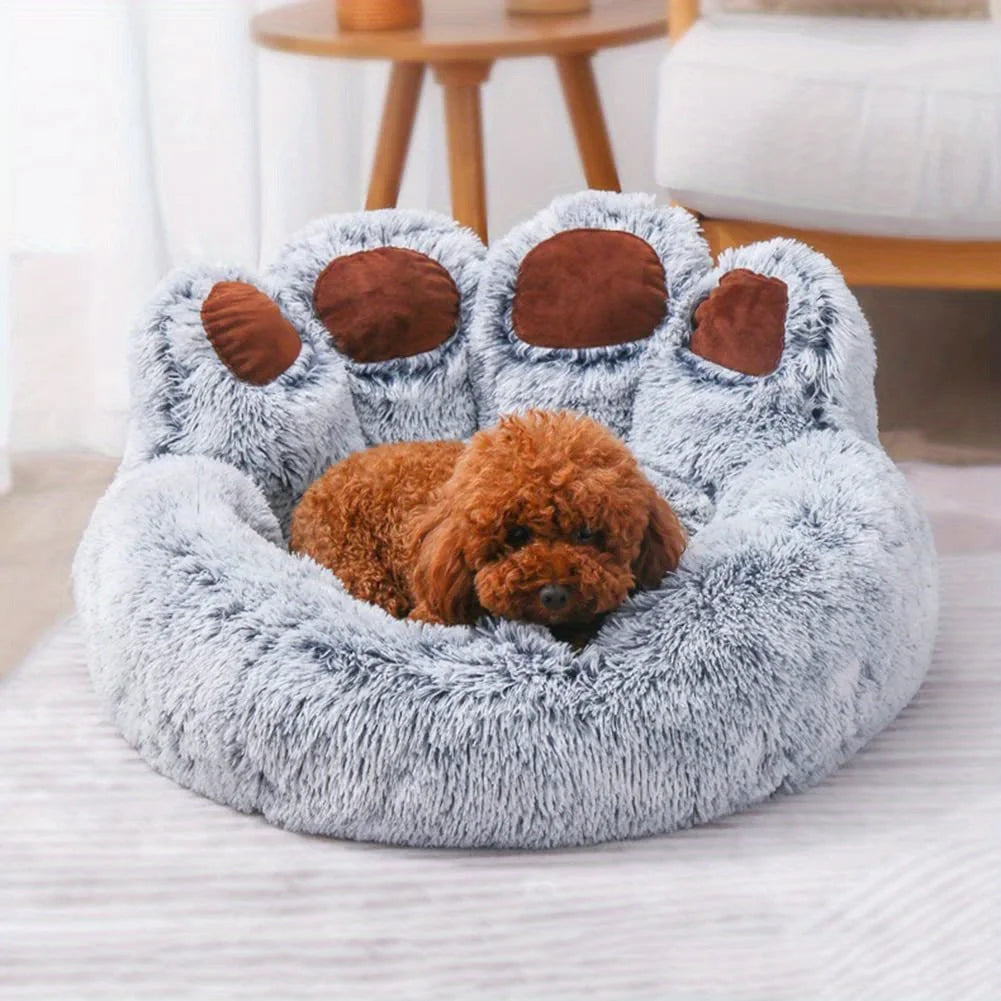 Cozy Bear Paw-Shaped Dog Bed