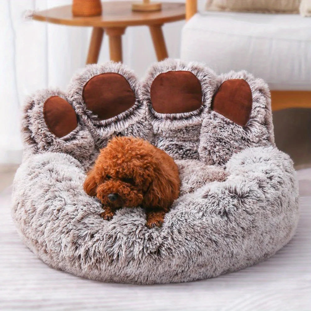 Cozy Bear Paw-Shaped Dog Bed