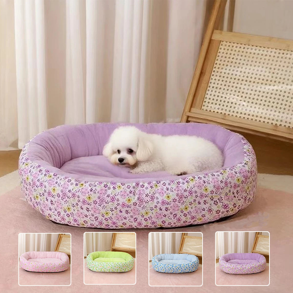 Floral All-Season Dog Bed