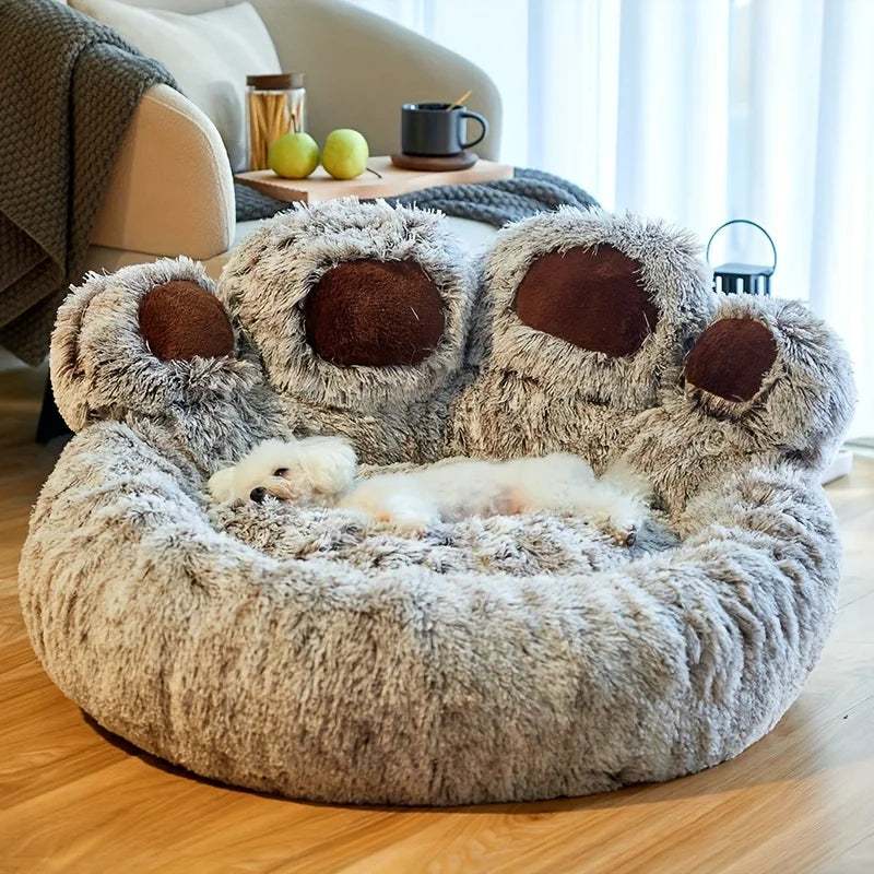 Cozy Bear Paw-Shaped Dog Bed