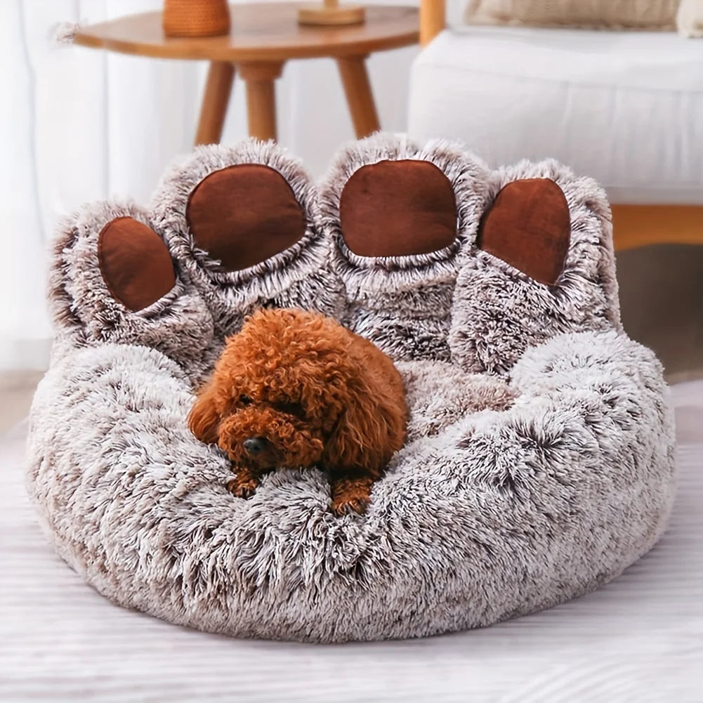 Cozy Bear Paw-Shaped Dog Bed