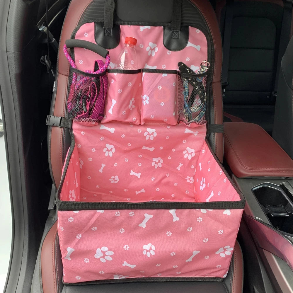 Folding Dog Car Seat with Storage Pockets