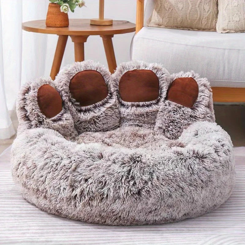 Cozy Bear Paw-Shaped Dog Bed