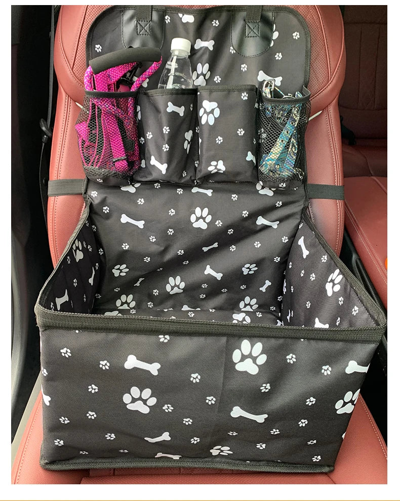 Folding Dog Car Seat with Storage Pockets