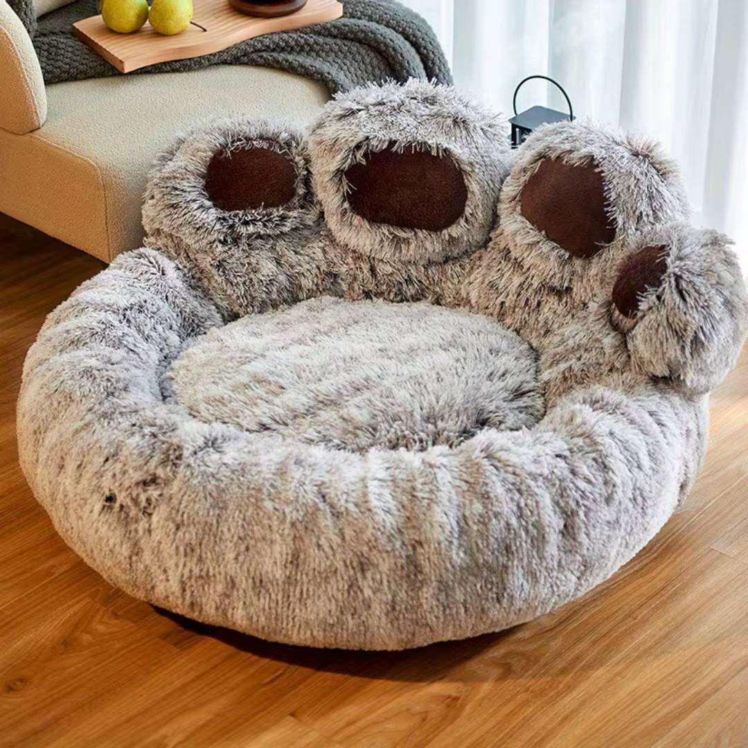 Cozy Bear Paw-Shaped Dog Bed
