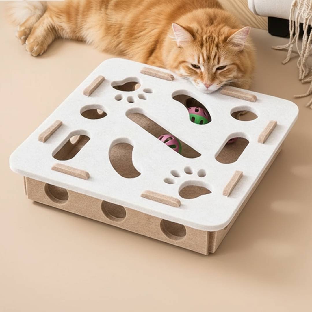 Cat Toy Puzzle Box - Keep Your Cat Active & Entertained