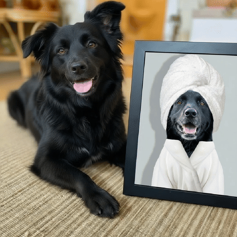 Personalized Dog Portrait in Bathrobe