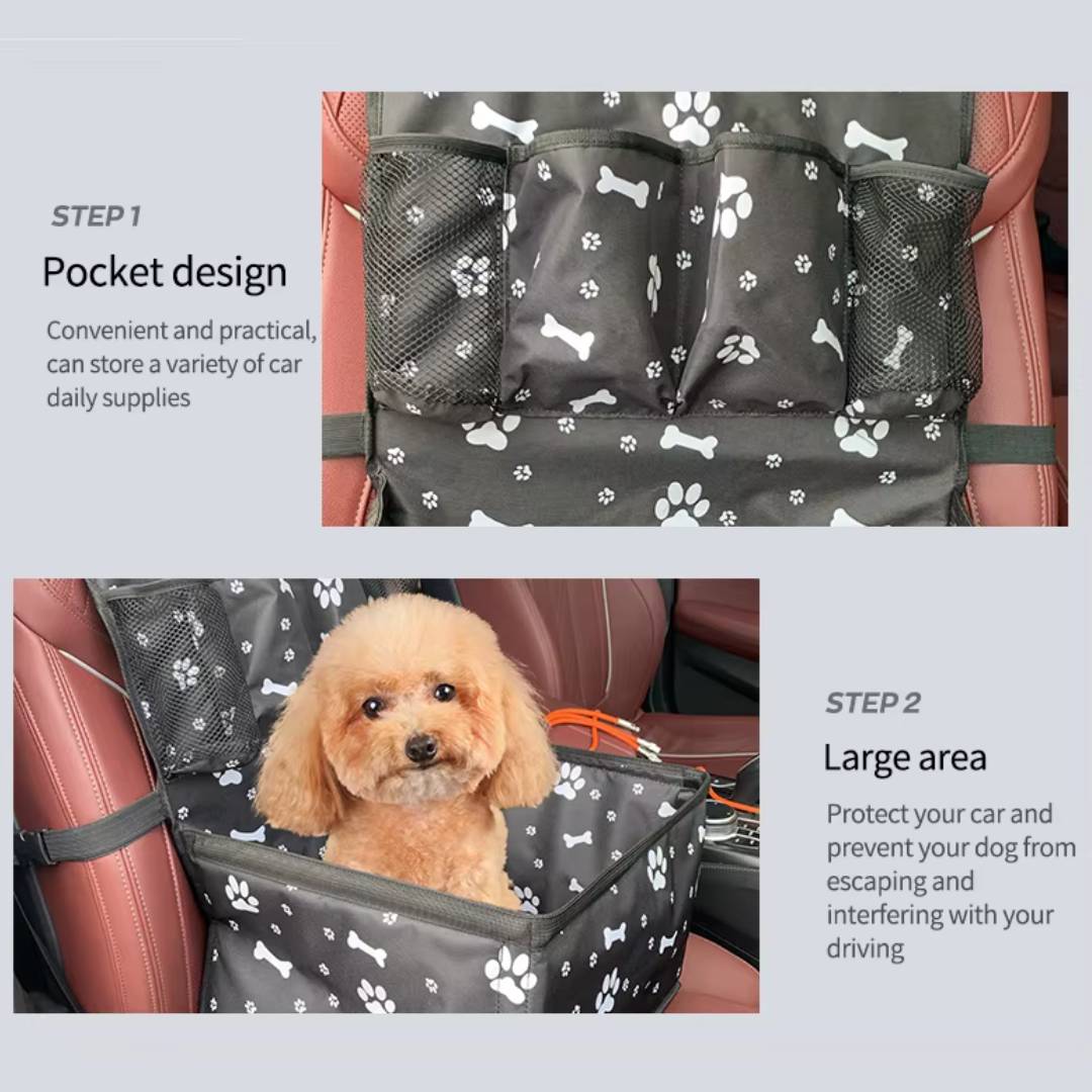 Folding Dog Car Seat with Storage Pockets