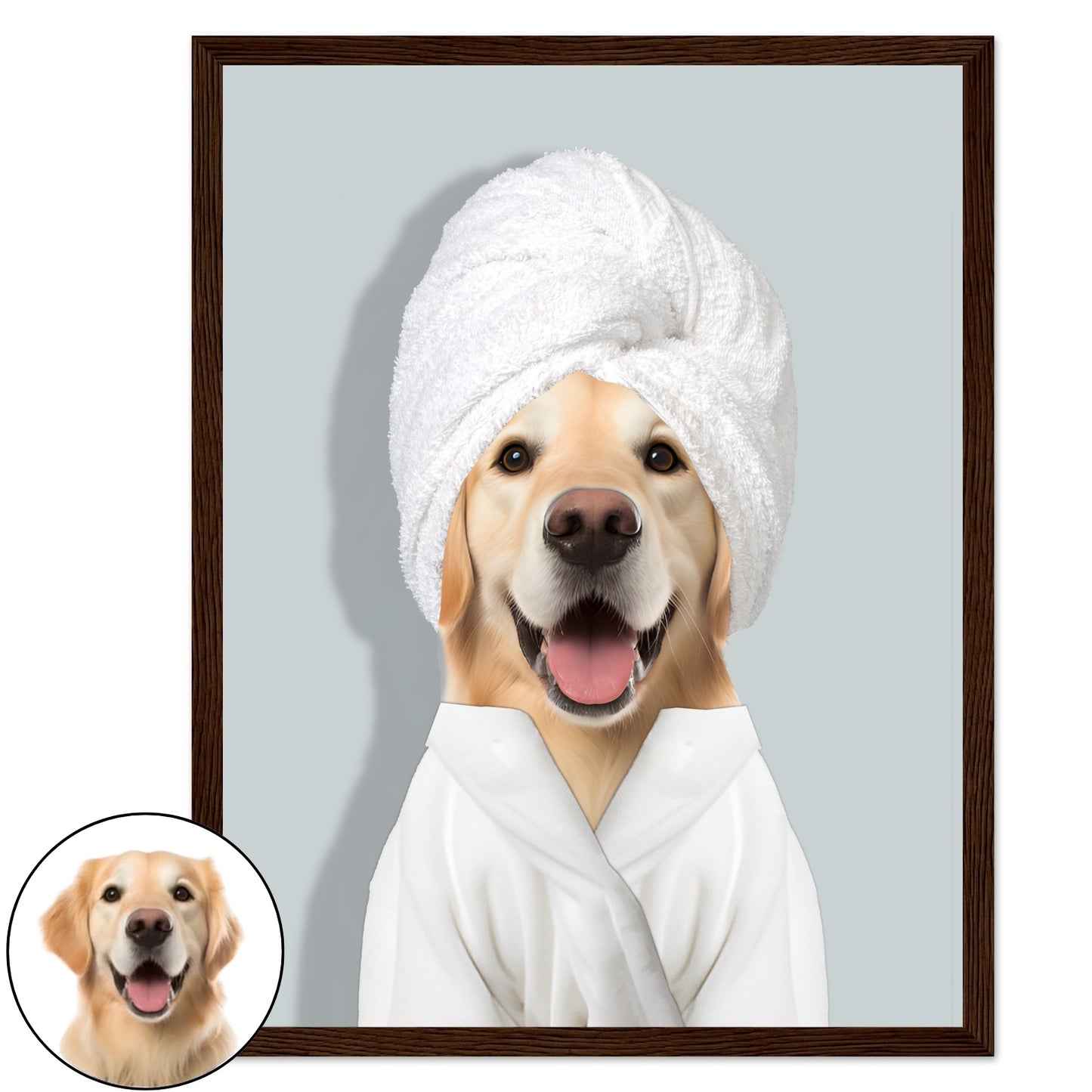 Personalized Dog Portrait in Bathrobe