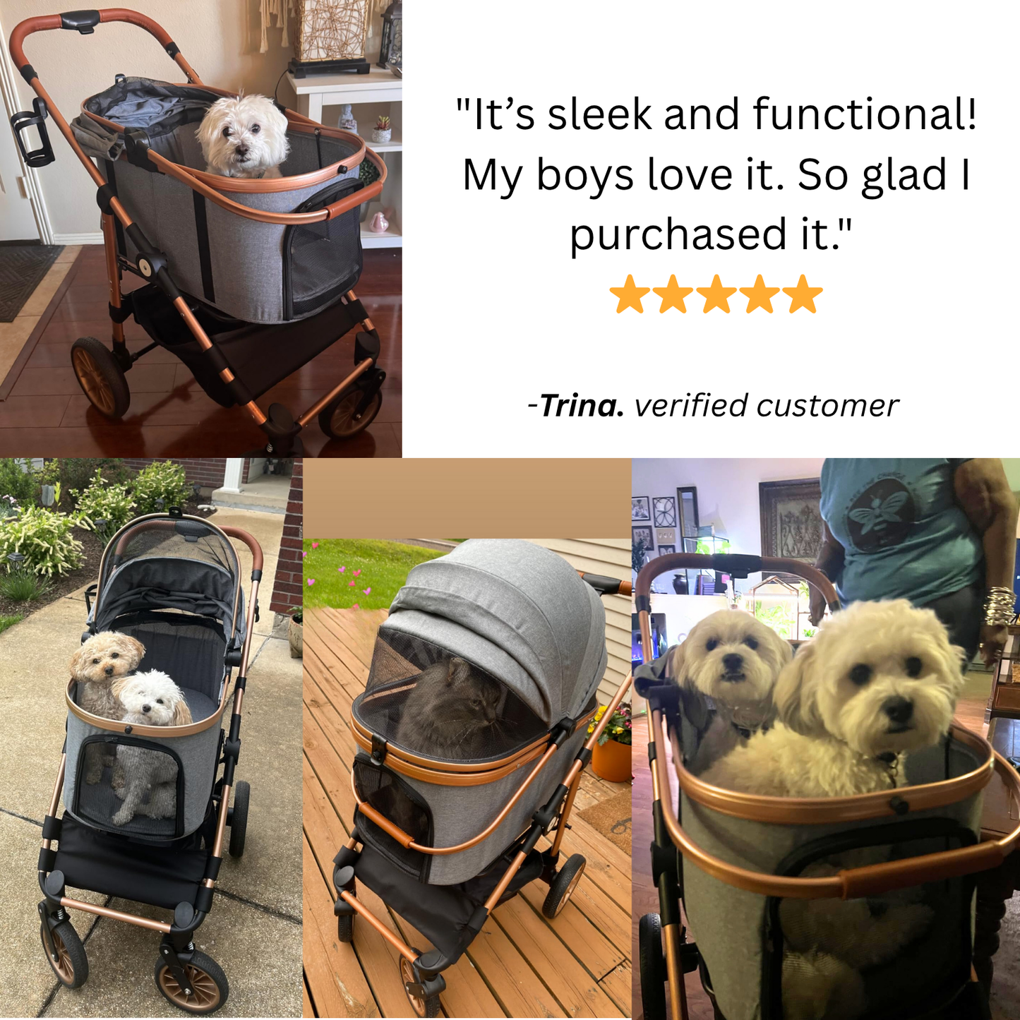 Pet Stroller 3-in-1 with Detachable Carrier