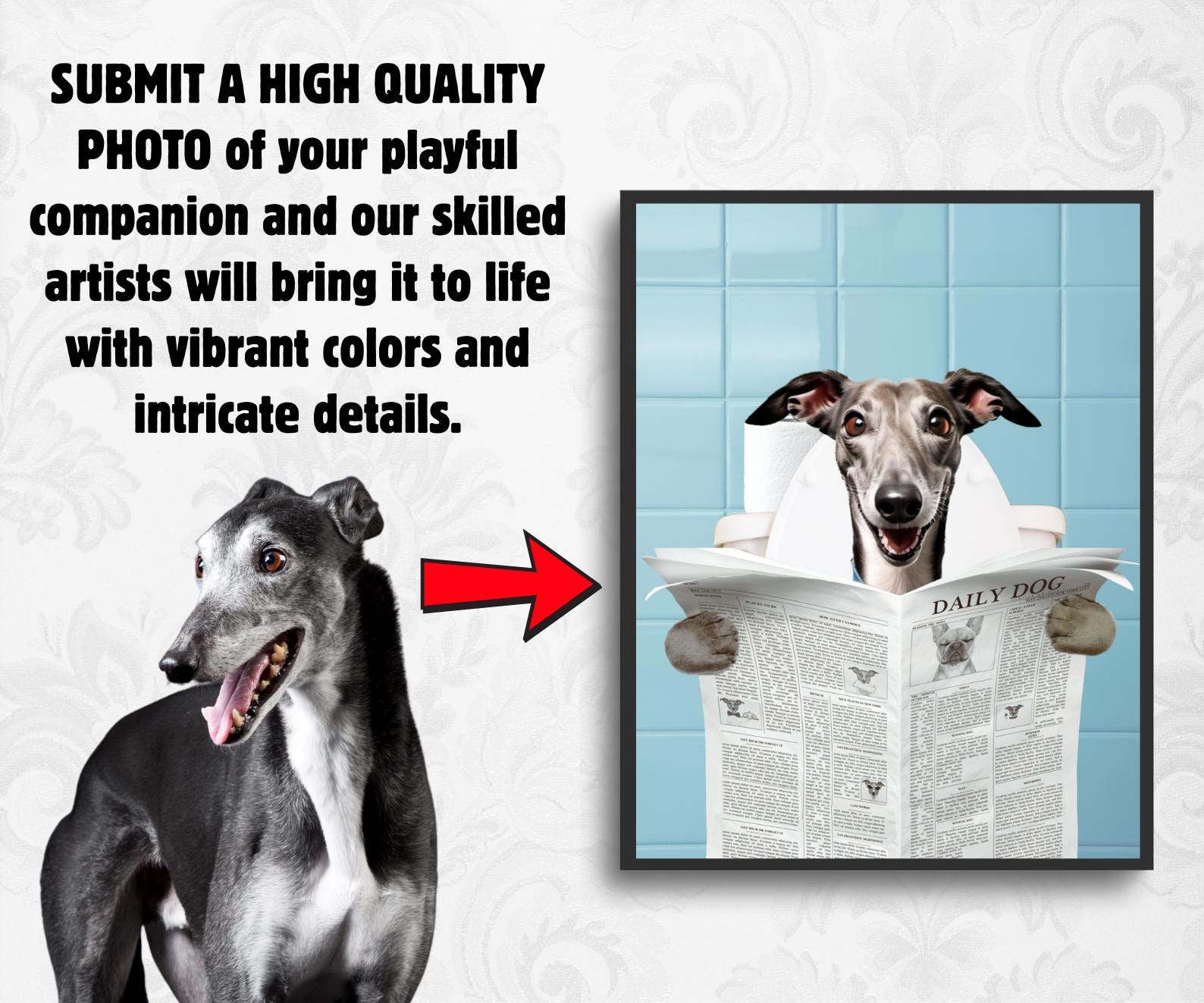 Custom Pet Bath Portrait - Newspaper