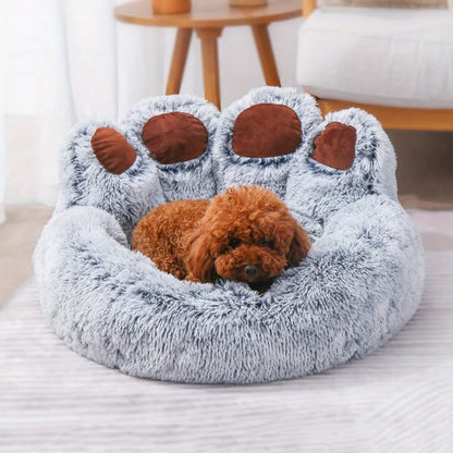 Cozy Bear Paw-Shaped Dog Bed