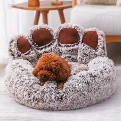 Cozy Bear Paw-Shaped Dog Bed