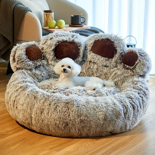 Cozy Bear Paw-Shaped Dog Bed