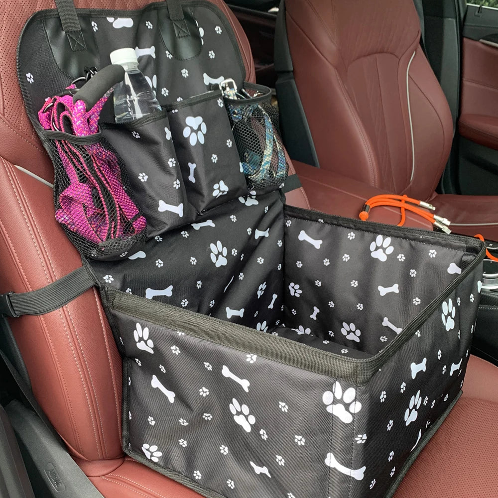 Folding Dog Car Seat with Storage Pockets