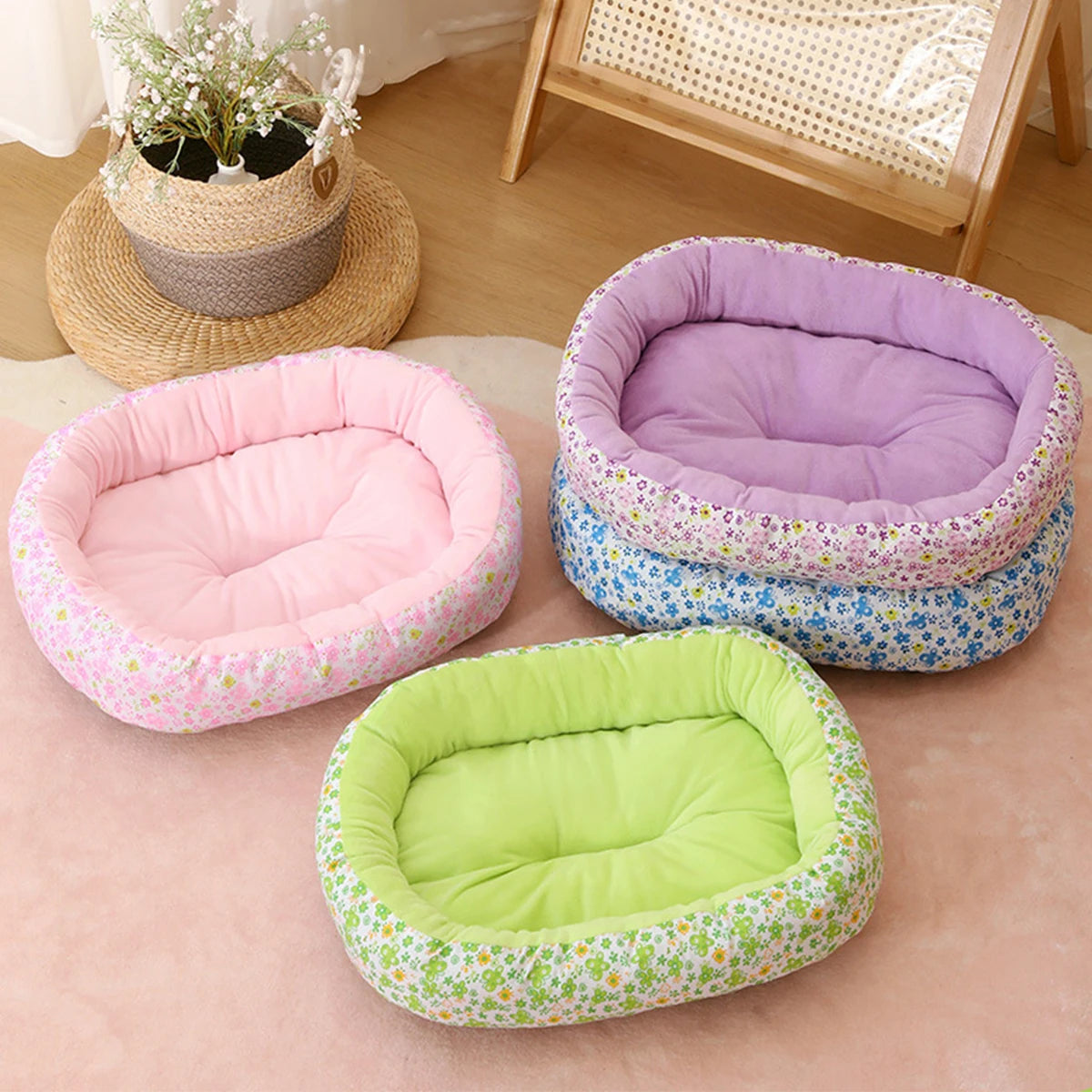 Floral All-Season Dog Bed