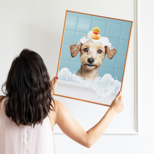 Custom Pet Bath Portrait - Tub