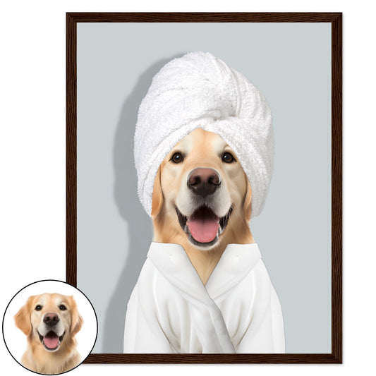 Personalized Dog Portrait in Bathrobe