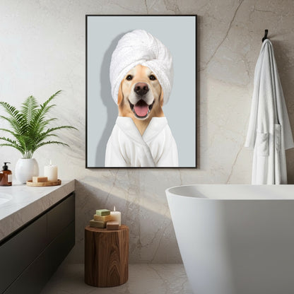 Personalized Dog Portrait in Bathrobe